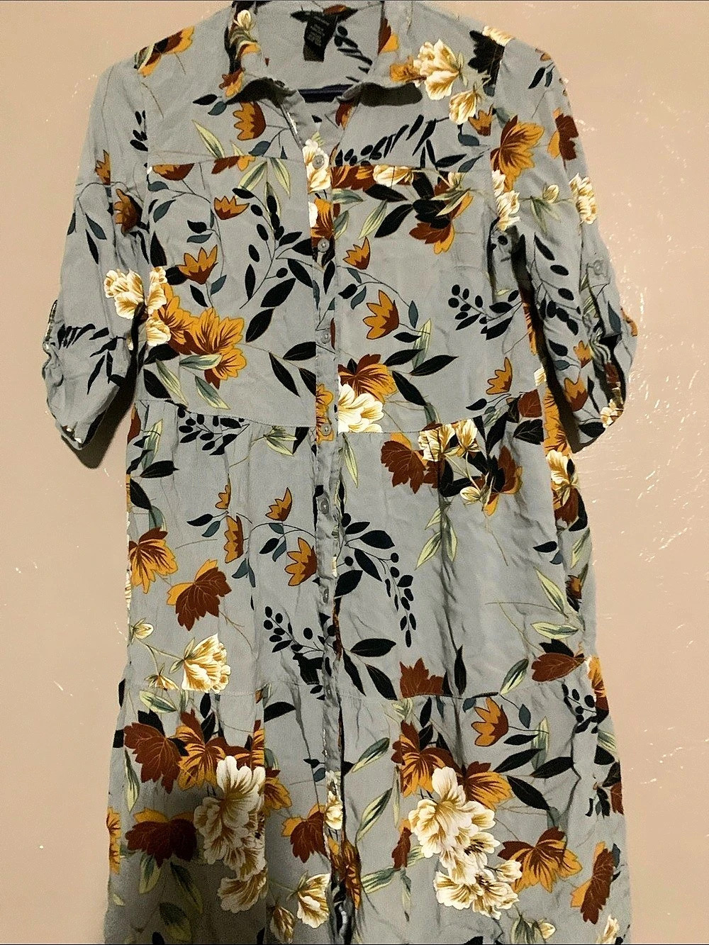 Millenium Floral Mini Dress in Gray Size Small